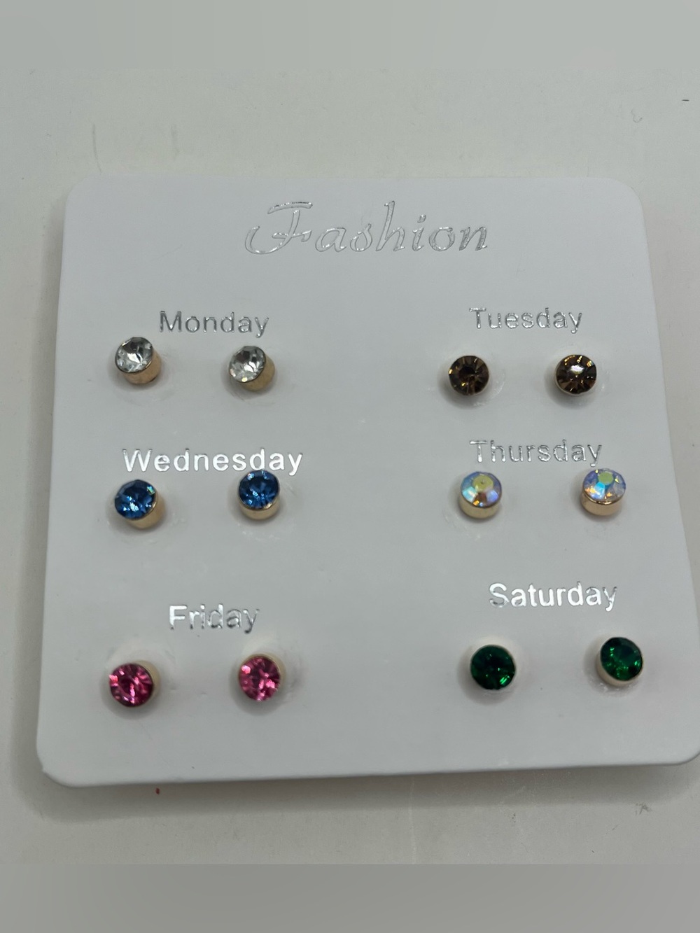 7-Pair Women’s Daily Crystal Stud Earring Set - Multicolor
